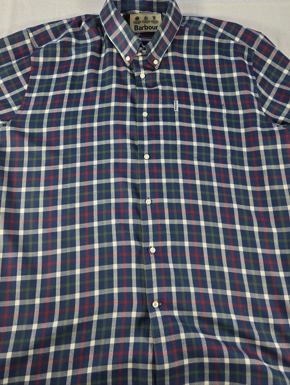 Barbour Regular Fit Plaid Button Down Shirt Men's XL Blue Red Green